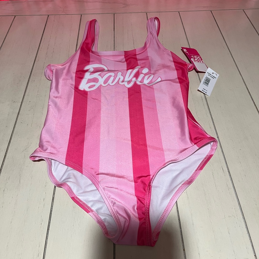 Barbie Pink and Red Striped Swimsuit NEW